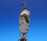 Dutch Sterling Silver Bell 3-D Clock Tower w/ Steps 3 Men Shield 8 3/4" (#7580)