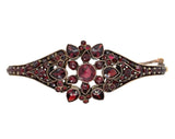 Genuine Natural Bohemian Garnet Bangle Bracelet with Rosette Center (#J7247)