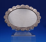 Asian Sterling Silver Mirror Oval Hanging with Chain 8 1/4" x 6 1/8" (#6985)