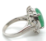 Platinum GIA A Jadeite Jade Ring with 1.36cttw in Diamonds Size 7 (#J6910)