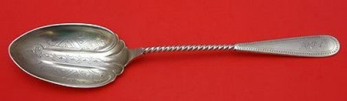 Dominick & Haff Sterling Silver Stuffing Spoon Brite Cut Twist Handle 11 1/4"