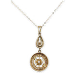 14k Yellow Gold Victorian Filigree Opal and Seed Pearl Lavaliere Pendant #J7100