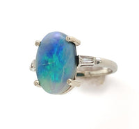 14k Gold 3.04 Carat Australian Genuine Natural Opal and Diamond Ring (#J6456)