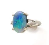 14k Gold 3.04 Carat Australian Genuine Natural Opal and Diamond Ring (#J6456)