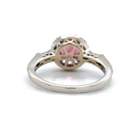 14k Gold Hot Pink Genuine Natural Tourmaline and Diamond Halo Ring (#J6364)