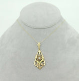 10k Tri-Color Genuine Natural Diamond Flower Pendant with 14k Chain (#J4320)