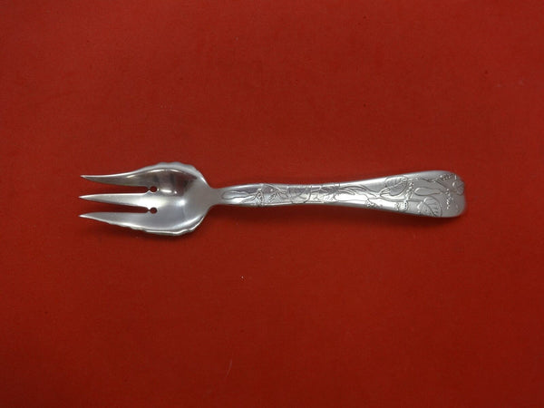 Lap Over Edge Acid Etched by Tiffany Sterling Pastry Fork 3-Tine 2-Hole w/Gourds