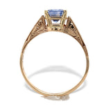 14k Yellow Gold 1.06 Carat Genuine Natural Ceylon Blue Sapphire Ring (#J7317)
