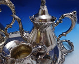 Grande Baroque by Wallace Silverplate Tea Set 4pc with Tray (#8643) Lovely!