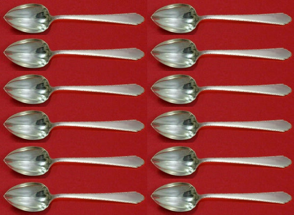 William and Mary by Lunt Sterling Silver Grapefruit Sp Custom Set 12 pcs Fluted