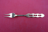 Norwegian Sterling Silver Lemon / Strawberry Fork vermeil enameled white 4"