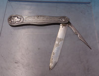 Medallion by Unknown Sterling Silver Pocket Knife w/Nut Pick Fruit Knife (#7237)