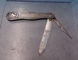 Medallion by Unknown Sterling Silver Pocket Knife w/Nut Pick Fruit Knife (#7237)