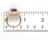 10k Yellow Gold 4.38 Carat Genuine Natural Amethyst Filigree Ring 7.75 (#J7444)