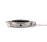 Platinum Genuine Natural Black Onyx and Diamond Pendant (#J5628)