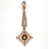 Victorian 10k Yellow Gold Genuine Natural Diamond Lavaliere Pendant (#J7302)