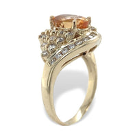 14k Yellow Gold 2.95 Carat Precious Genuine Natural Topaz Diamond Ring (#7112)