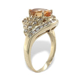 14k Yellow Gold 2.95 Carat Precious Genuine Natural Topaz Diamond Ring (#7112)