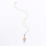 10k Gold Diamond Lavaliere Pendant with Pearl Drop and 14k Gold Chain (#J6677)