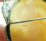 Art Deco 14k Gold Filigree Full Figure Genuine Natural Shell Cameo Pin (#J4359)