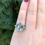 14k White Gold 4.14ct Genuine Natural Aquamarine and Diamond Ring (#J6400)