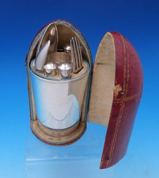 Austrian .812 Silver Traveling Set 6pc in Fitted Leatherette Case (#7566)