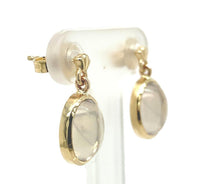 14k Yellow Gold Pair of Oval Genuine Natural Moonstone Drop Earrings (#J6710)