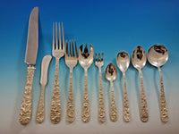 Repousse by Kirk Sterling Silver Flatware Set for 12 Service 134 Pieces Dinner