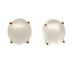 14k Yellow Gold Pair Large 13 Carat TW Genuine Moonstone Stud Earrings (#J7136)