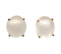 14k Yellow Gold Pair Large 13 Carat TW Genuine Moonstone Stud Earrings (#J7136)