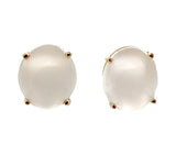 14k Yellow Gold Pair Large 13 Carat TW Genuine Moonstone Stud Earrings (#J7136)
