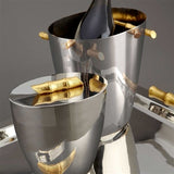 L'OBJET Bambou Stainless Steel Ice Bucket with 24K Gold Plate Handle - EC31