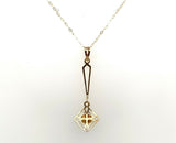 Victorian 10k Yellow Gold Genuine Natural Diamond Lavaliere Pendant (#J5546)