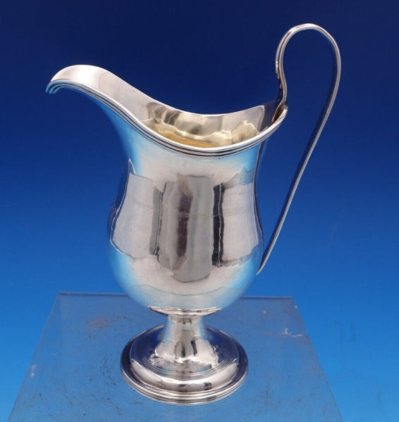 English Georgian Sterling Silver Creamer w/Family Crest Arm Flag Griffin (#8447)