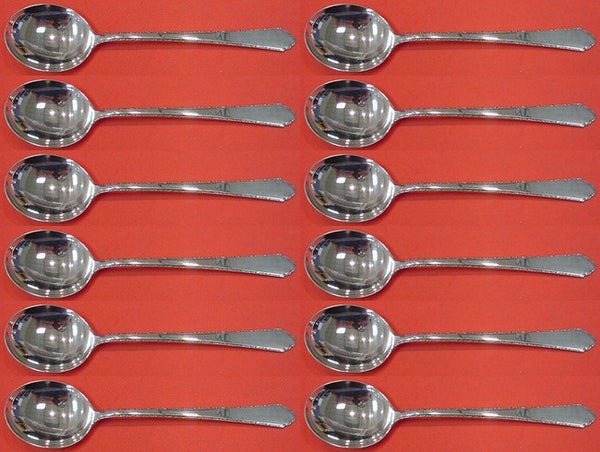 William and Mary by Lunt Sterling Silver Cream Soup Spoon Set 12 pieces 6 1/2"