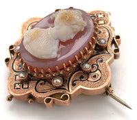 10k Rose Gold Victorian Genuine Natural Agate Cameo Pin Jewelry (#J6194)