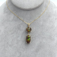 14k Yellow Gold 12 Carat TW Fire Genuine Natural Agate Pendant (#J7230)