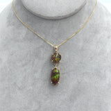 14k Yellow Gold 12 Carat TW Fire Genuine Natural Agate Pendant (#J7230)