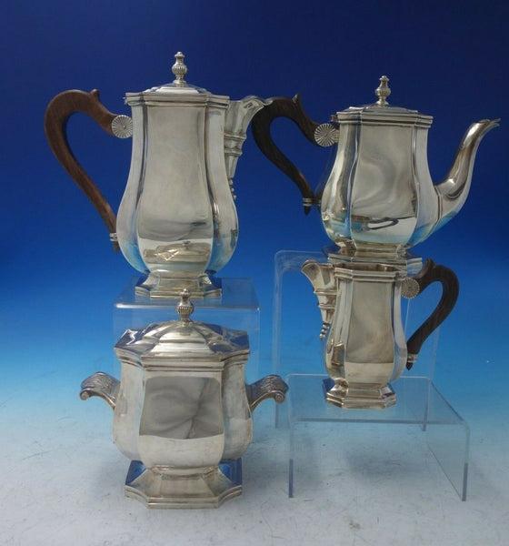 Charles Tirbour Orfevre French .800 Silver Tea Set 4pc with Wood Handles (#5520)