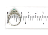 18k White Gold Filigree Art Deco .39ct Genuine Natural Emerald Ring (#J7199)