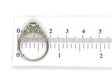 18k White Gold Filigree Art Deco .39ct Genuine Natural Emerald Ring (#J7199)