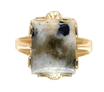 10k Gold Ring with 3.01ct Genuine Natural Gold Vein Quartz Size 6.5 (#J7210)