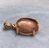 14k Rose Gold Pendant with 6.70ct Oval Genuine Natural Sunstone (#J7537)