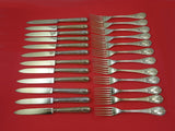 Villandrie by Boin Taburet French 950 Silver Dessert Set Bow Design Vermeil 24pc