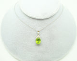 14k Gold Oval Genuine Natural Peridot Pendant with Diamonds (#J2349)
