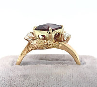 14k Yellow Gold 2.13ct Square Genuine Natural Garnet and Diamond Ring (#J6148)