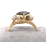 14k Yellow Gold 2.13ct Square Genuine Natural Garnet and Diamond Ring (#J6148)