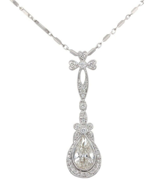 18k Gold 1.09 Carat Pear Cut Genuine Natural Diamond Pendant w/GIA Report #J7028