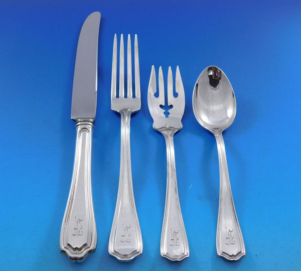 Hepplewhite Reed & Barton Sterling Silver Flatware Set Service 38 pcs F Monogram