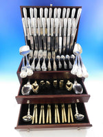 Kings English Sterling Silver Flatware Set Service 138 Pieces Dinner w/Crest